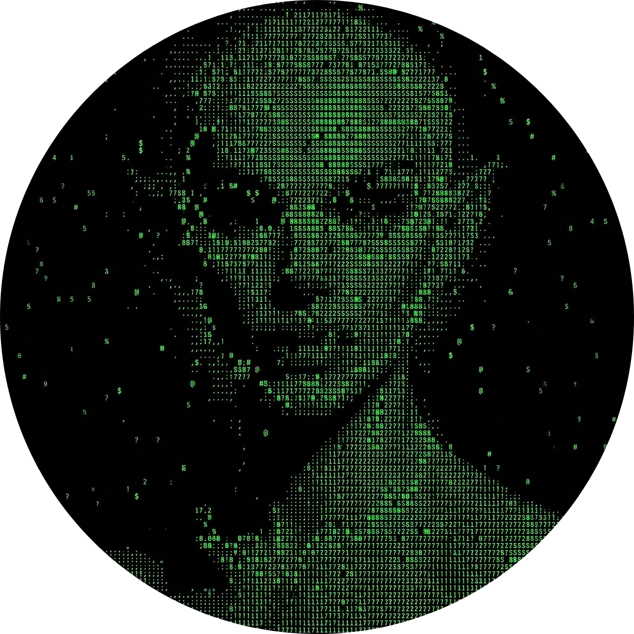 Green ASCII Goblin Mode portrait